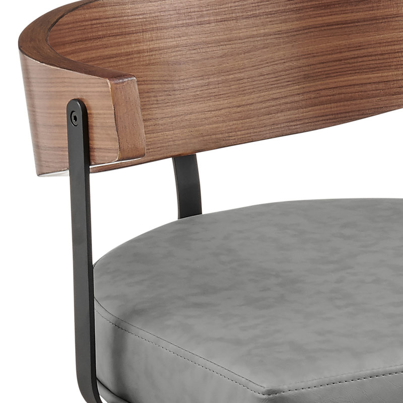 Tabouret de bar ou de bar Ahzhane, Tabouret de bar (siège d'une hauteur de 30 po), Cuir gris / cadre brun