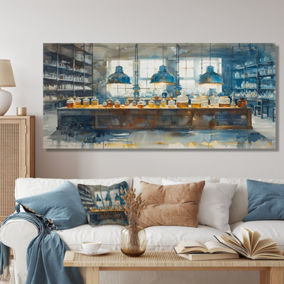 Salon d'art mural bleu et jaune