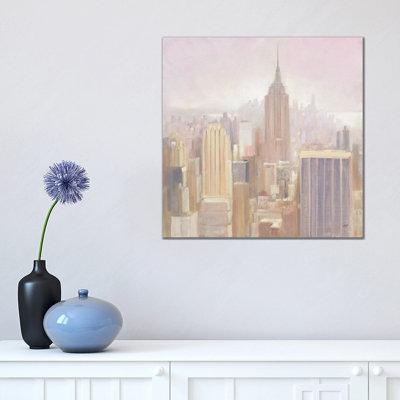 Manhattan In The Mist by Julia Purinton - Wrapped Canvas Painting