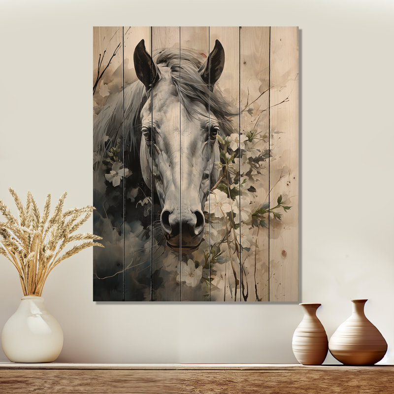 «Asian Art Cow Sumi VII», reproduction sur bois naturel, H 20 po x l 10 po x P 0,78 po