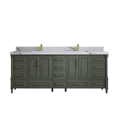 Aberdeen 84'' Double Bathroom Vanity with Quartz Top