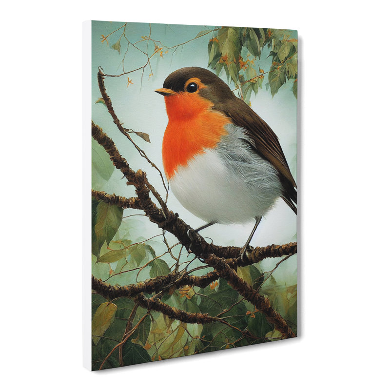 Cecilton Robin Bird Painting Vol.3 - Wrapped Canvas, 50cm H x 35cm W