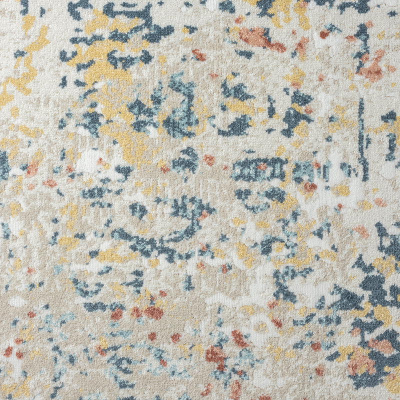 Isebelle Performance Modern Abstract Blue/Rust/Multicolor Rug, Rectangle 3'11" x 6'