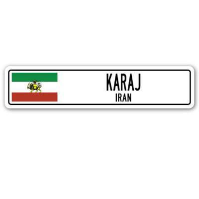 Plaque de rue Karaj, drapeau de l'Iran