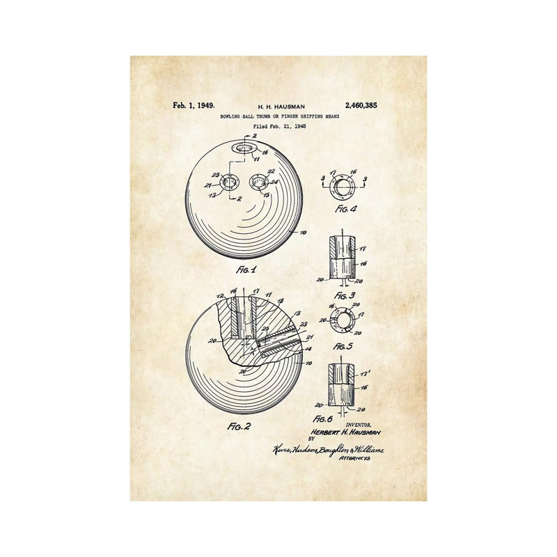 «Bowling Ball» par vern77 - reproduction de dessin sur toile tendue, H 12 po x l 8 po x P 0,75 po