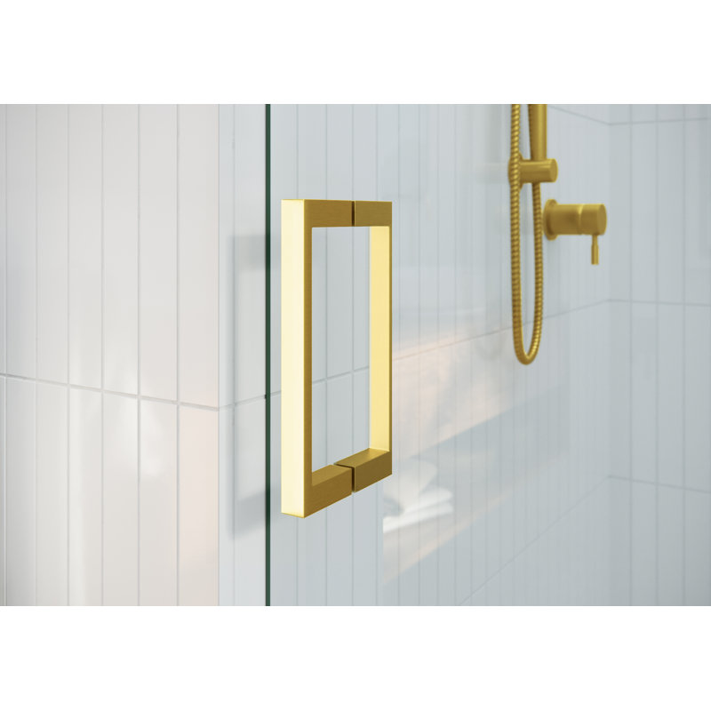 Astro 64 - 68 in. x 78 in. Fully Frameless Glass Sliding Shower Door, Satin Brass