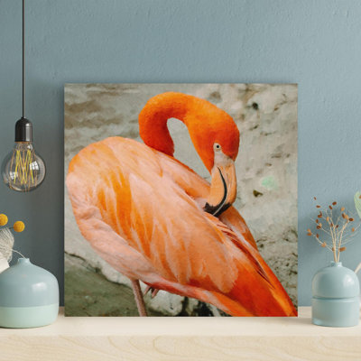 An Orange Flamingo pendant la journée - peinture sur toile tendue
