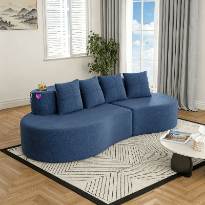 Canapé modulaire courbé - 3 places, coussins rembourrés de compression