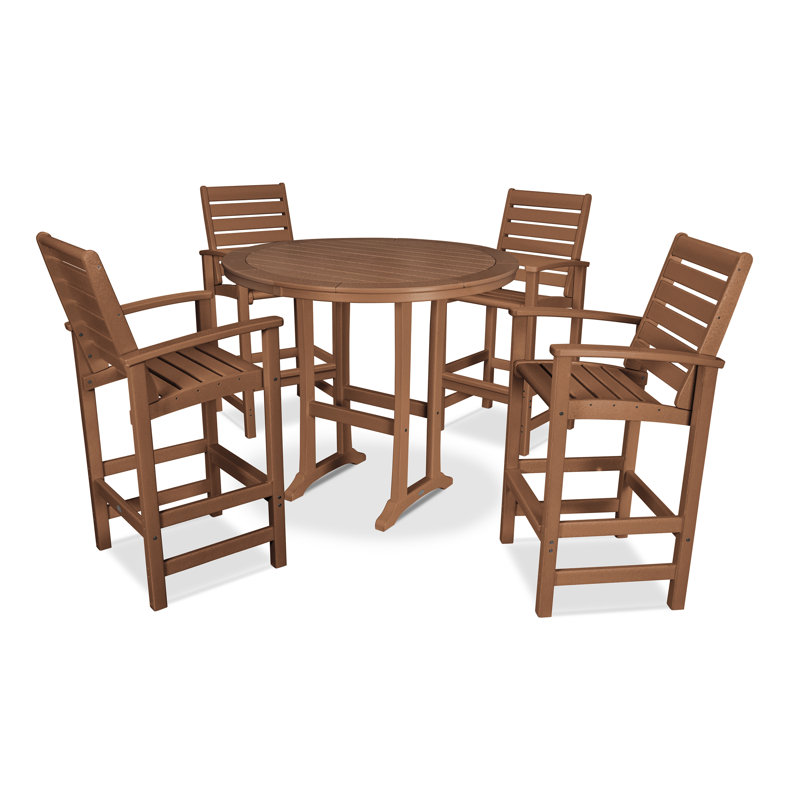 5 Piece Signature Bar Dining Set, Teak