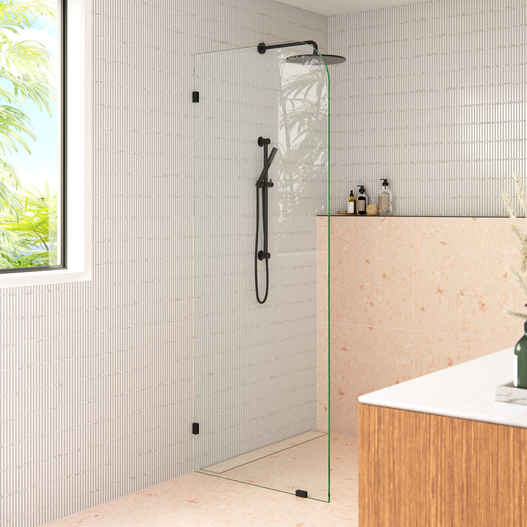 Solaris 30 in. x 78 in. Fully Frameless Radius Single Fixed Shower Panel Glass Warehouse 
