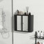 Armoire de salle de bain murale avec miroir, 2 portes en miroir et tablette ouverte, armoire de rangement à cadre de ferme avec compartiment ouvert pour meuble-lavabo, toilette et lavabo