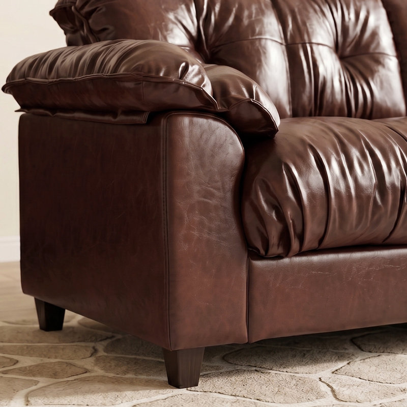 Canapé d'angle surdimensionné en cuir de 315 cm (124,2 po) Cloud pour salon, canapé modulaire moderne en forme de U avec pouf, brun