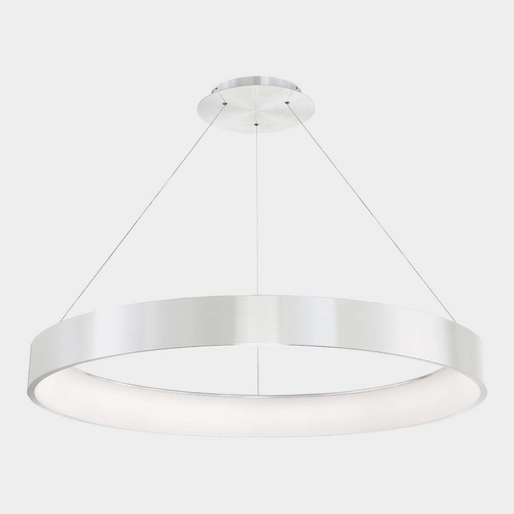 Romain Single Light Acrylic Dimmable LED Pendant, Brushed Aluminum, 4" H x 32" W x 32" D