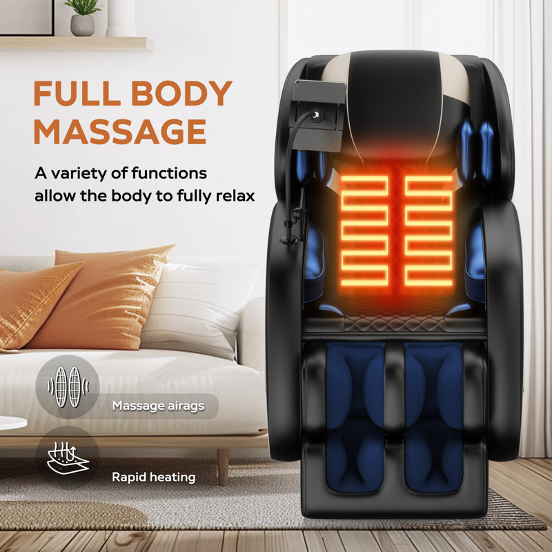 CloudRest Zero Gravity Full Body Massage Chair with Heat Foot Rollers Bluetooth Audio and 5 Auto Modes, Black