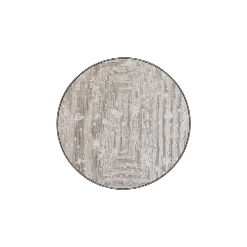 Machine Washable Gray Area Rug, Round 8'