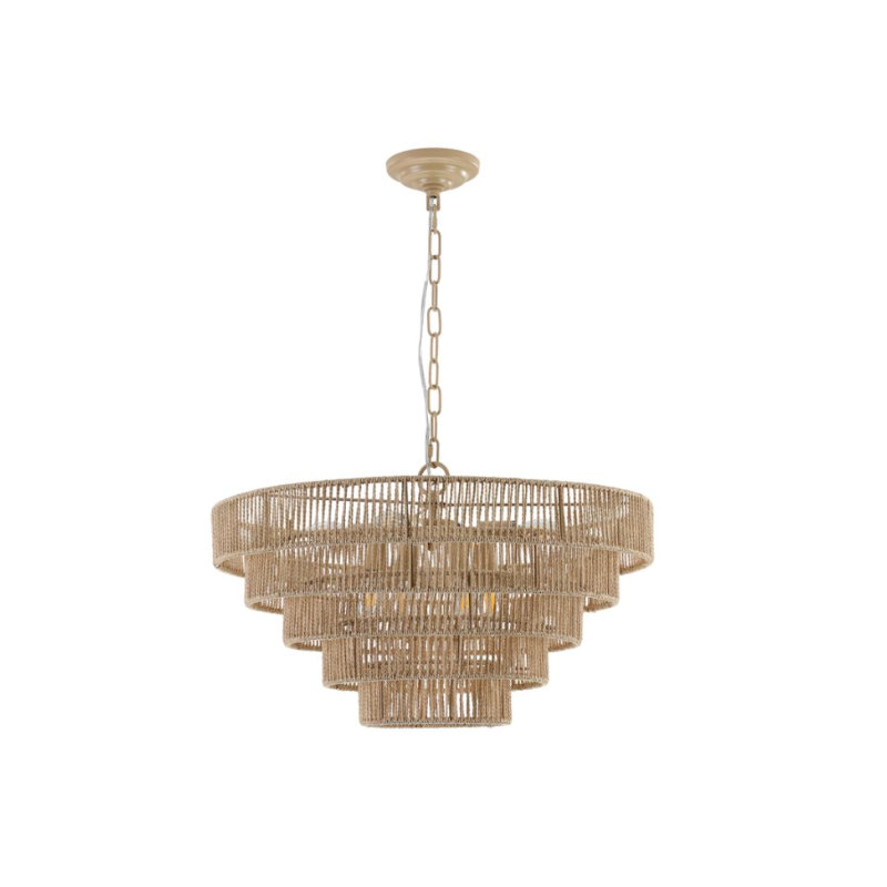 Bohemian Style Rattan Pendant Light with 4-Tier 19.7 Inch, 5 Tiers, 16.5" H x 23.5" W x 23.5" D