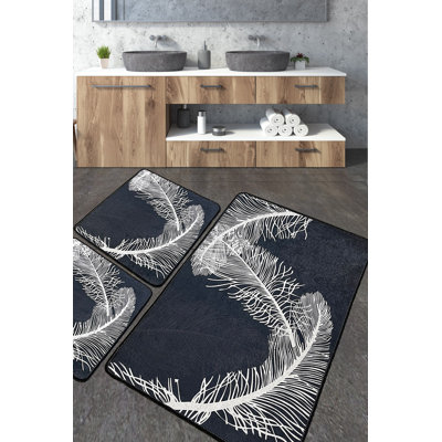 Ensemble de tapis de bain luxueux (3 pièces), en polyester doux, 23,6 po x 39,4 po (1 pièce) et 19,7 po x 23,6 po (2 pièces) | Antibactérien, antidérapant, 20,5 oz / pied carré | Lavable à la machine et durable, parfait pour les salles de bain élégantes
