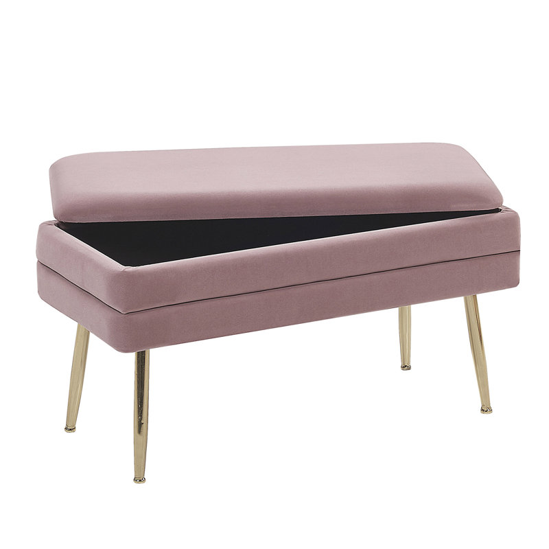 Gafford Upholstered Storage Bench, Pink, H43 x W79 x D37 cm