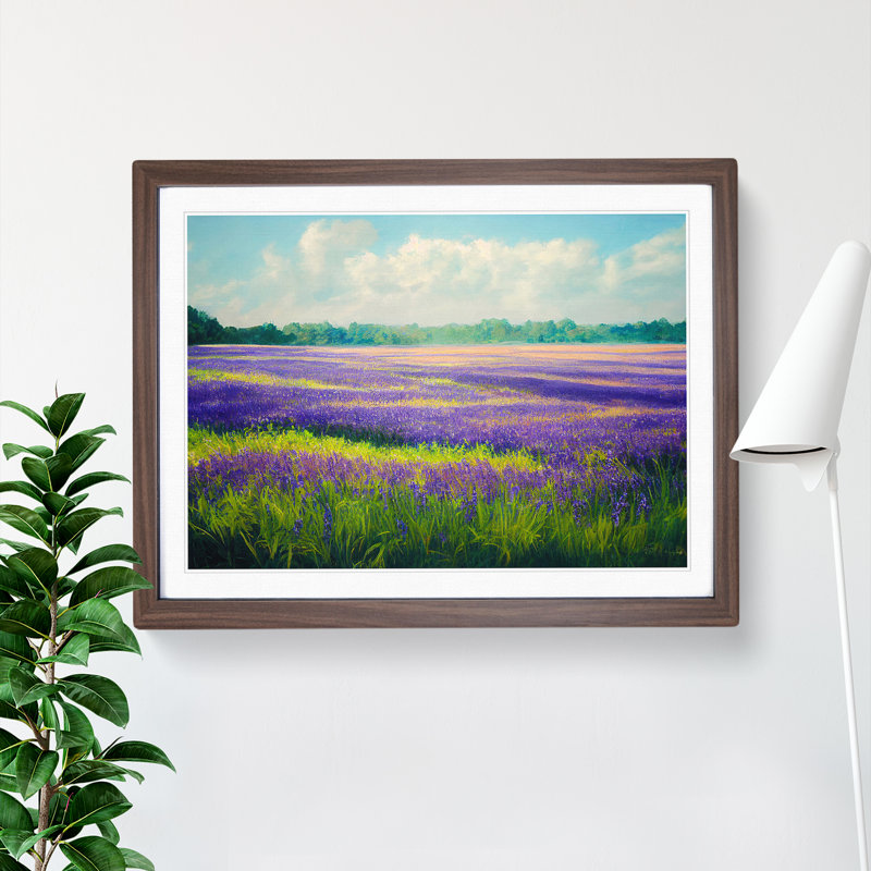 Gentle Bluebell Field - Single Picture Frame Print, Walnut Framed, 46cm H x 64cm W x 2cm D