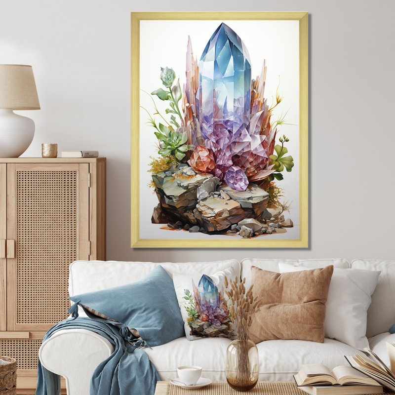 Spiritual Stone Quartz III - Impression, H 40 po x l 30 po x P 1,5 po, Encadrement doré