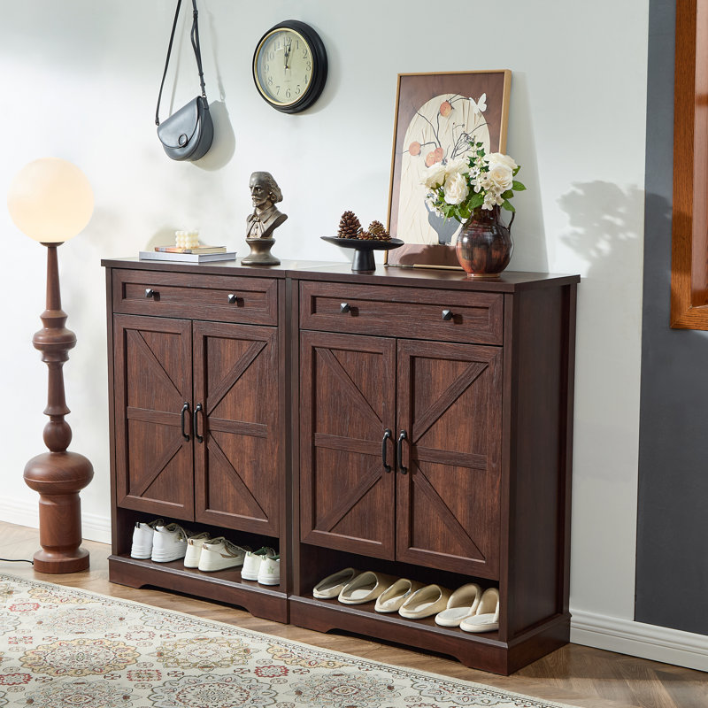 20 Pair Shoe Storage Cabinet, Cherry
