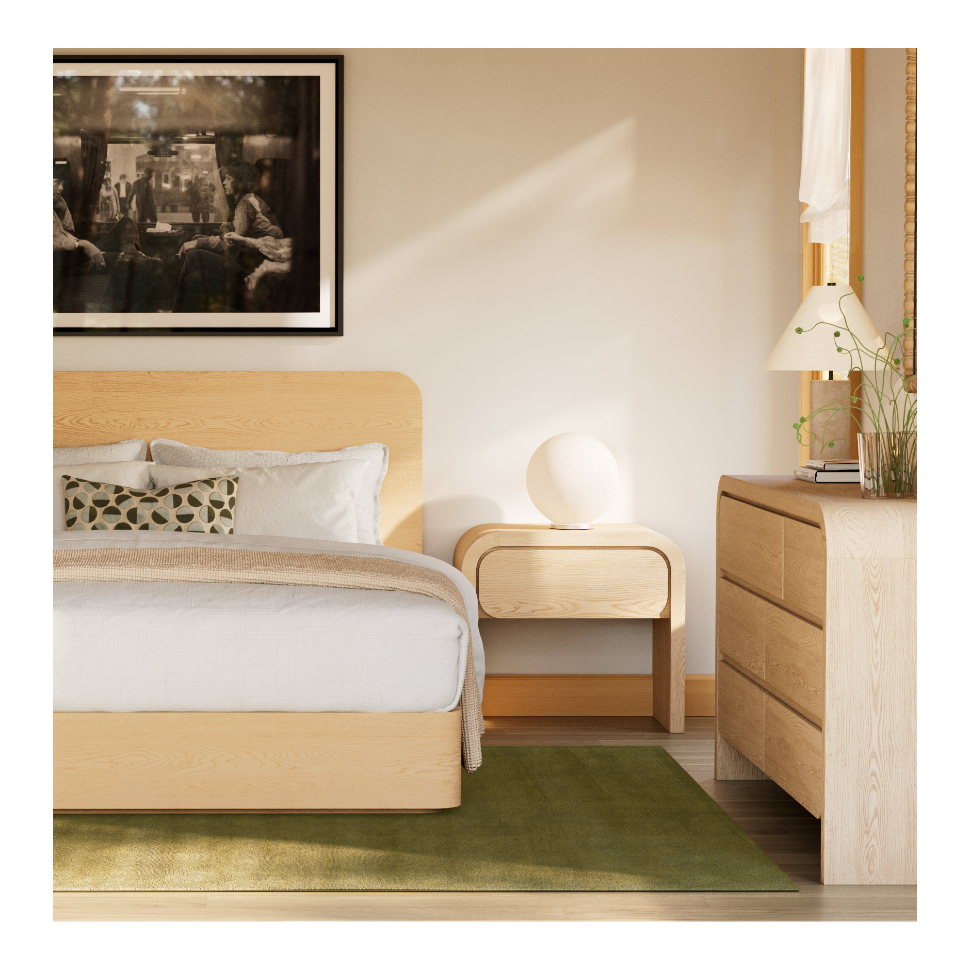 Nori 1 - Drawer Nightstand in Jet Black, Timber