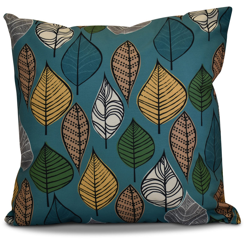 Flipping For Fall Floral Reversible Throw Pillow, 16" H x 16" W x 2" D, Teal