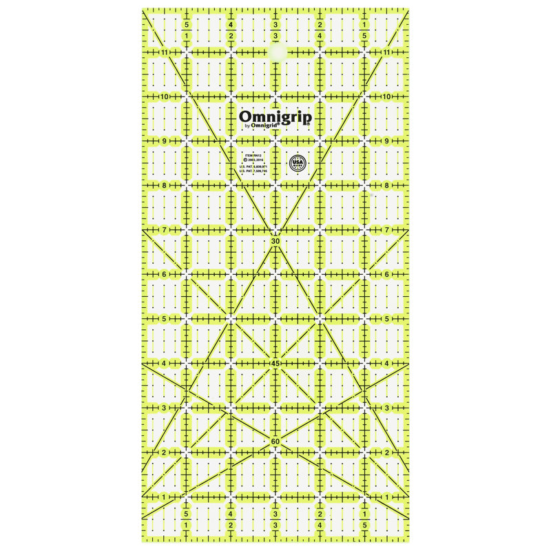 Omnigrip 6" x 12" Non-Slip Quilting Ruler with Grid Markings
