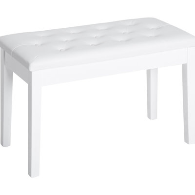 Duet Piano Bench In White, With Faux Leather Cushion And Robust Wooden Construction White Color, Cushioned Framed For Duets