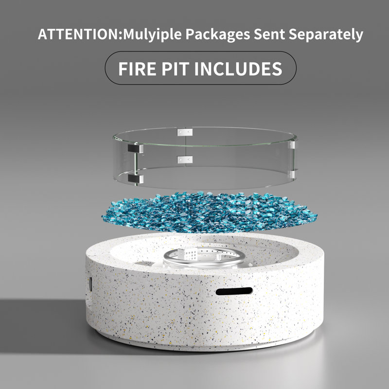 Damante Column Concrete Propane Smokeless Fire Pit Table