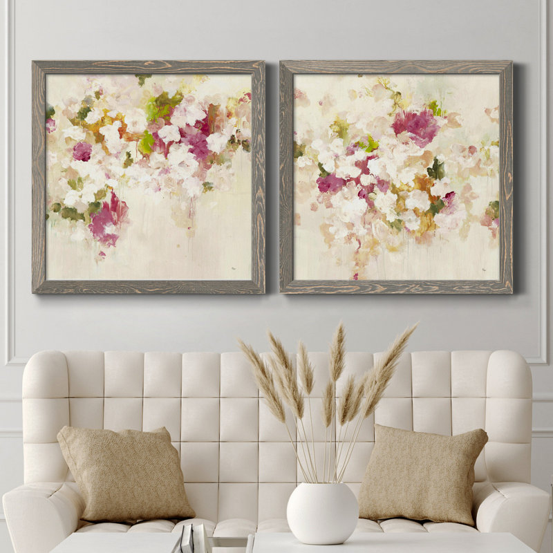 Floral Muse IV - ensemble de 2 reproductions d'art sur toile, Cadre gris, H 31,5 po x l 63 po x P 1,5 po