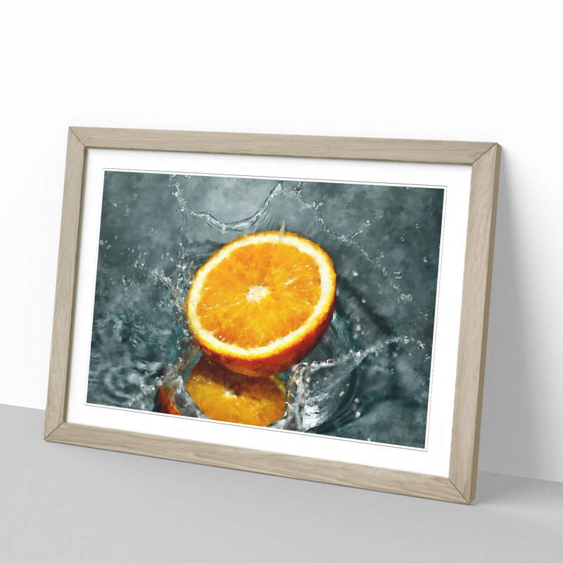 Sliced Orange Fruit - Picture Frame Graphic Art, Oak Framed, 36cm H x 48cm W x 2cm D