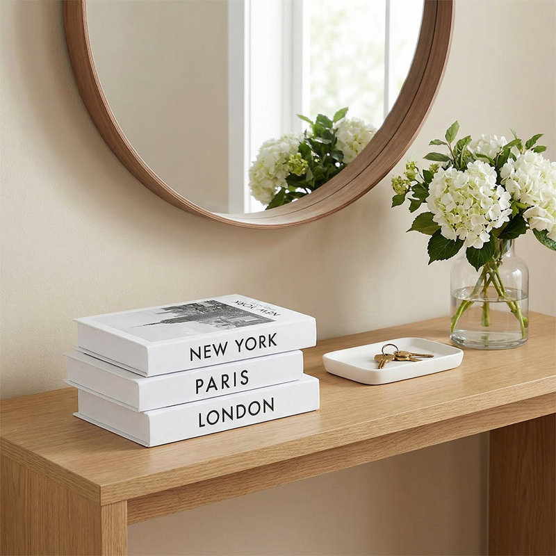Ensemble de 3 faux livres noirs et blancs Cityscape