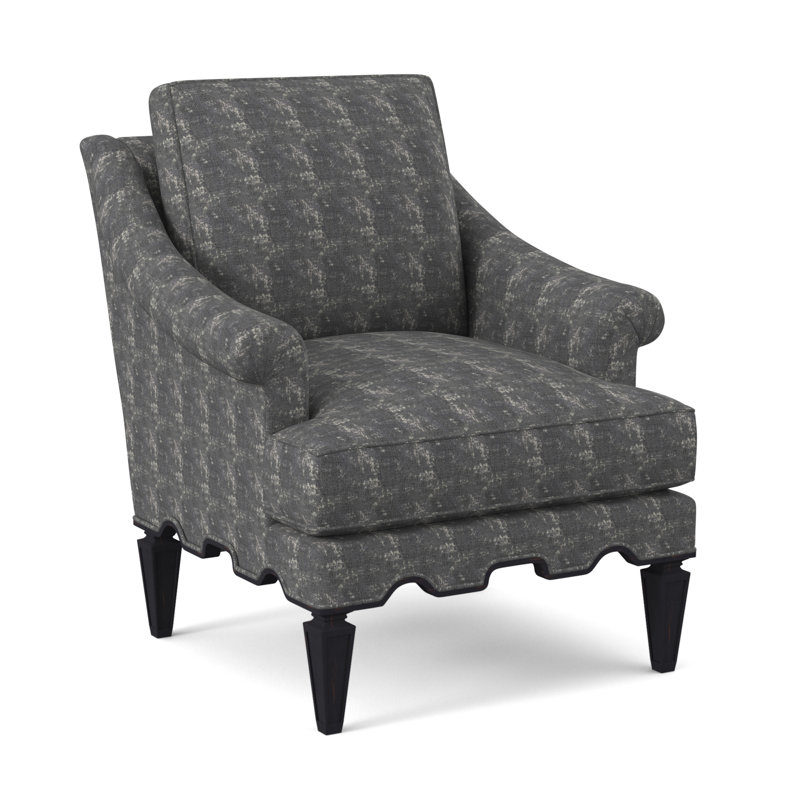 Palm Sunbrella® Boucle Armchair, Kinsley Sky Viscose, Vintage Ebony