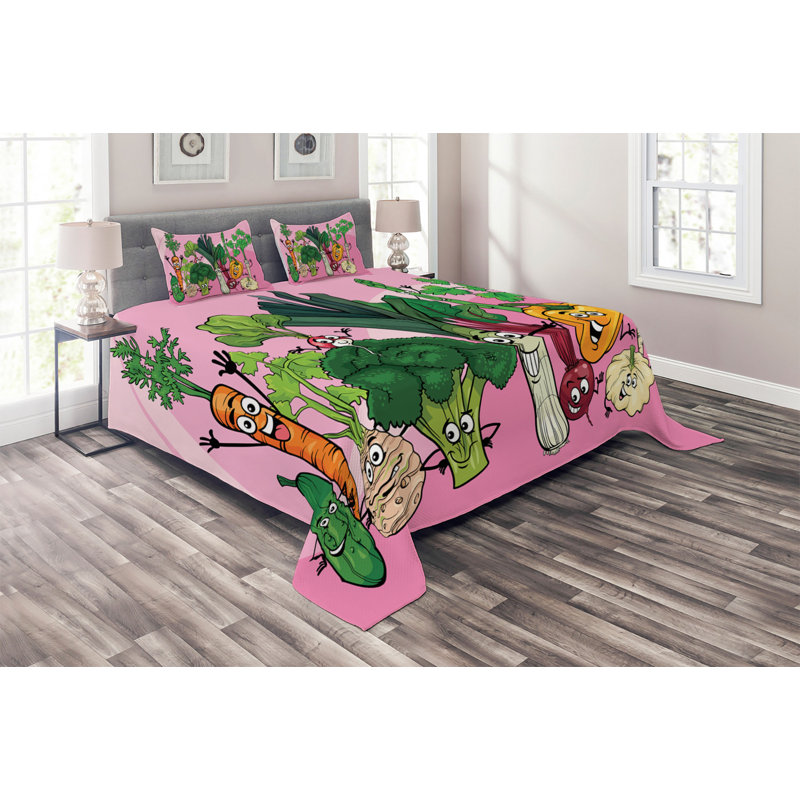 Vegetables Polyester Coverlet, King Bedspread + 2 Shams