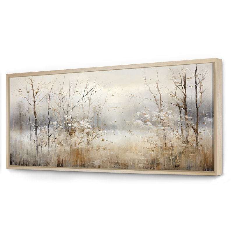 Winter Meadow View Calmness II - Meadow Wall Art, Brown, 16" H x 32" W, Floater Framed Print