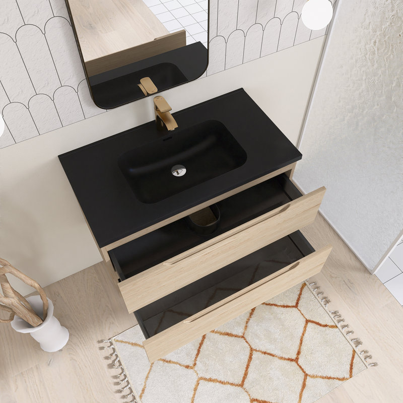 Meuble-lavabo simple 36 po avec comptoir en quartz intégré