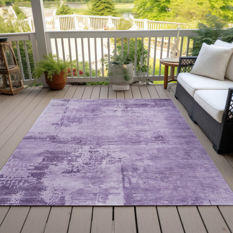 Cassiva Purple Washable Indoor-Outdoor Rug - , 5' x 7'6"