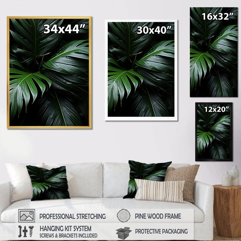 «Jade Jungle Thick Jungle Of Palm Trees», reproduction sur toile, Toile tendue, H 44 po x l 34 po x P 1,5 po