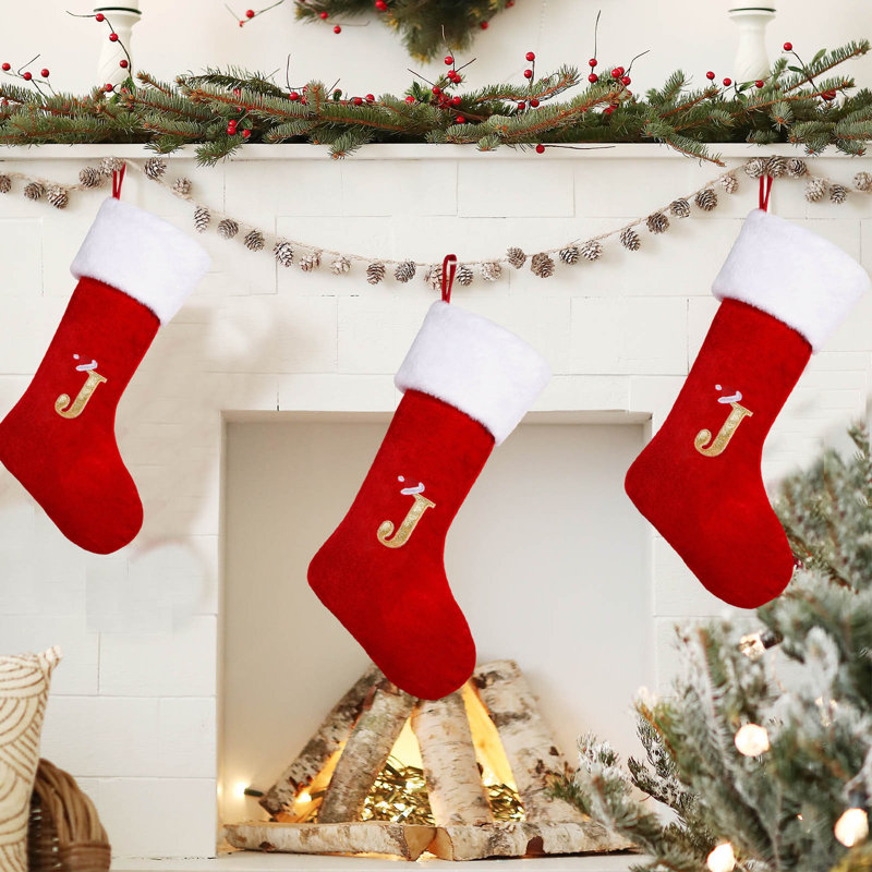 Grande lettre de Noël bas, décoration festive pour arbre de Noël, 19,7 x 10,6 x 1,2 po, couleur J, J