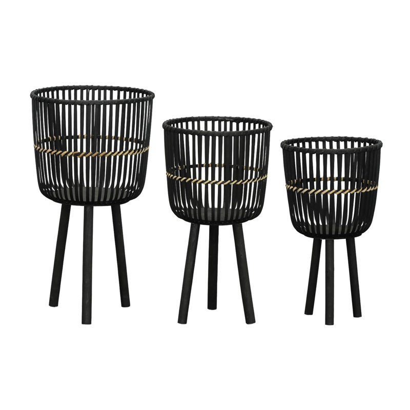 Comprend des pots de fleurs pour porte-plantes, H 27 po x l 15 po x P 15 po, Noir
