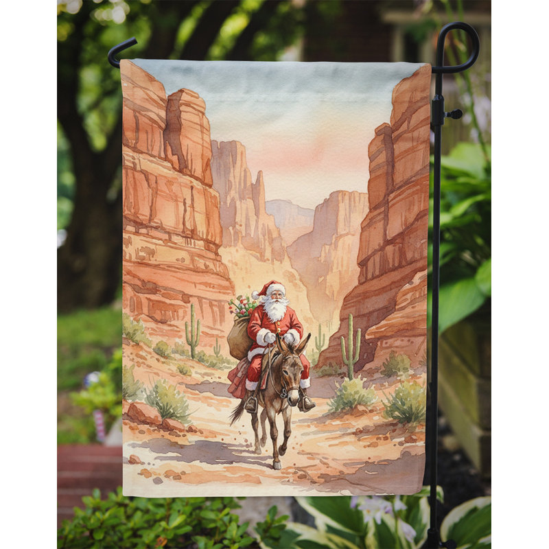 Drapeau du Père Noël dans le désert Canyon Garden Christmas, Taille du jardin, Père Noël dans le canyon du désert