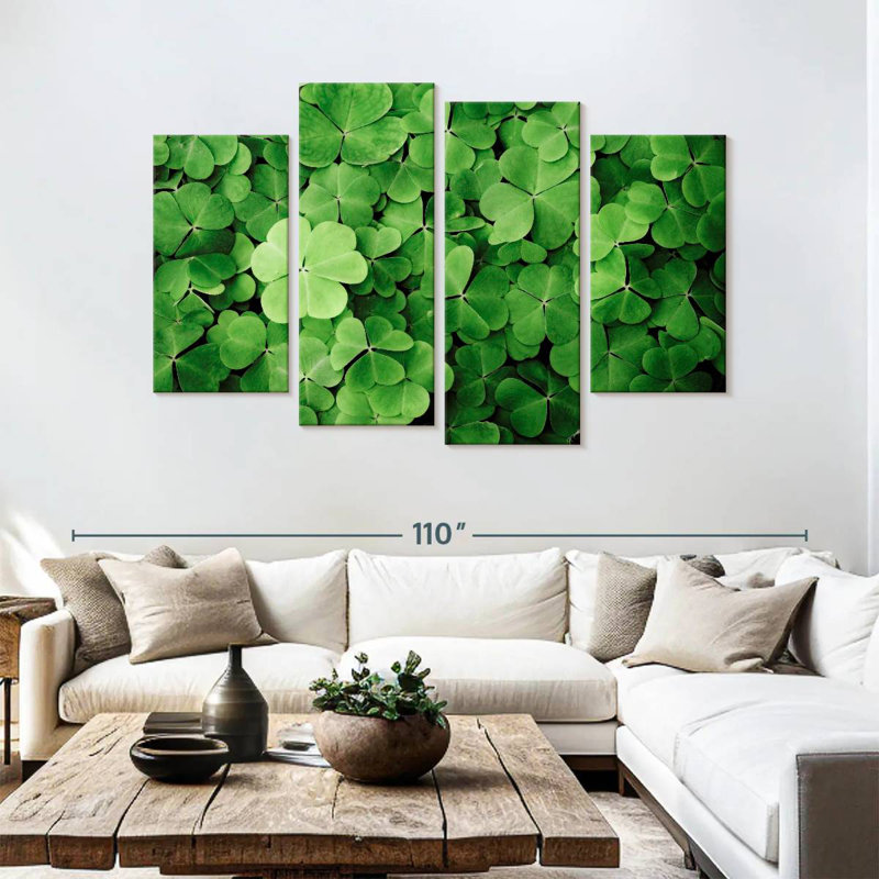 Harnek Green Shamrock Clovers, 54" H x 84" W
