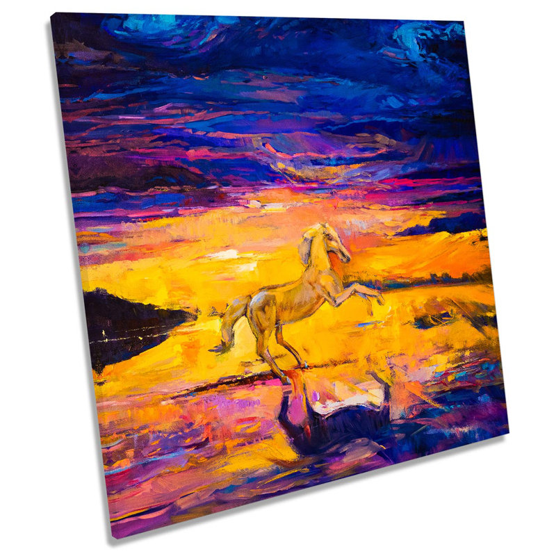 Z1666 Horse Stallion Sunset - Wrapped Canvas Painting, 60cm H x 60cm W x 2cm D