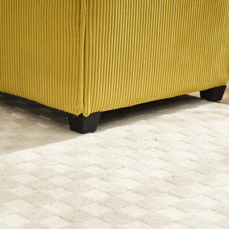 Canapé modulaire Luxury, 6 places, siège en velours côtelé jaune, Jaune