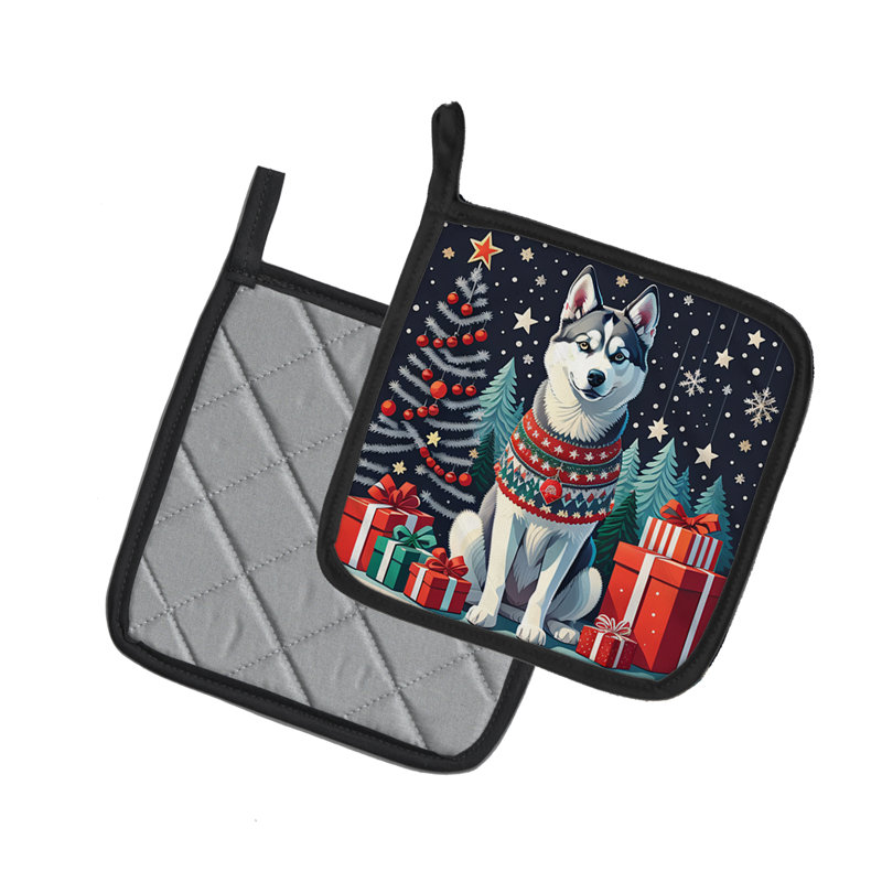 Husky de Sibérie, paire de poignées de Noël