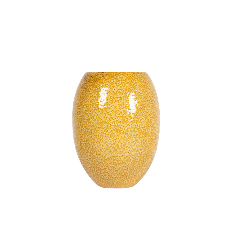 YELLOW CERAMIC VASE, overall height- 26cm