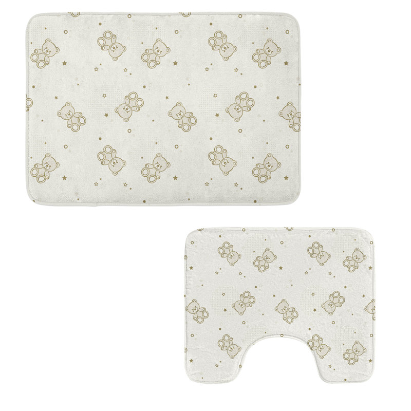  Ensemble de 2 tapis beige pour salle de bain