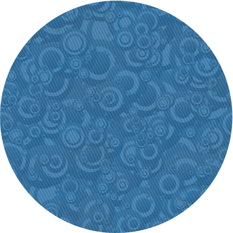 Tapis de zone bleue à motifs, Rond 3 pi
