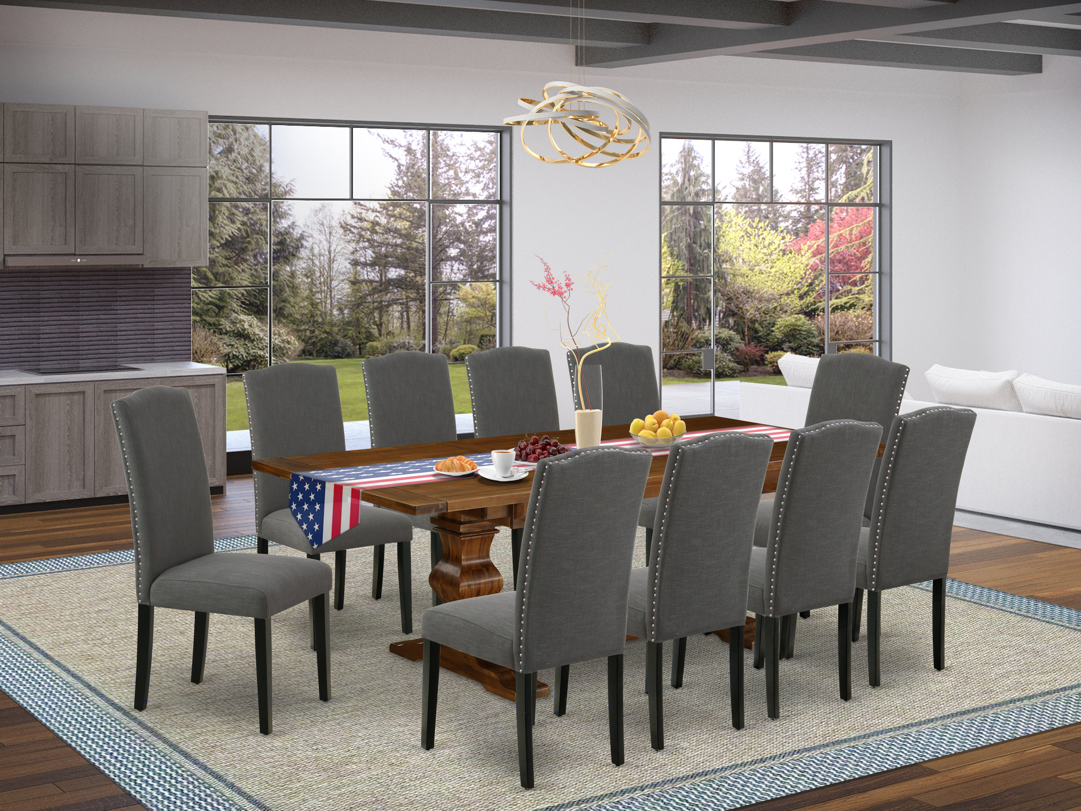 Rosalind Wheeler Chantilly Removable Leaf Acacia Solid Wood Dining Set ...